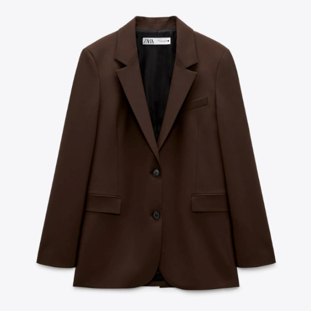 ZARA NEW WOMAN STRAIGHT CUT BLAZER WITH POCKETS BROWN 2600/645 XS-XXL - Picture 6 of 11